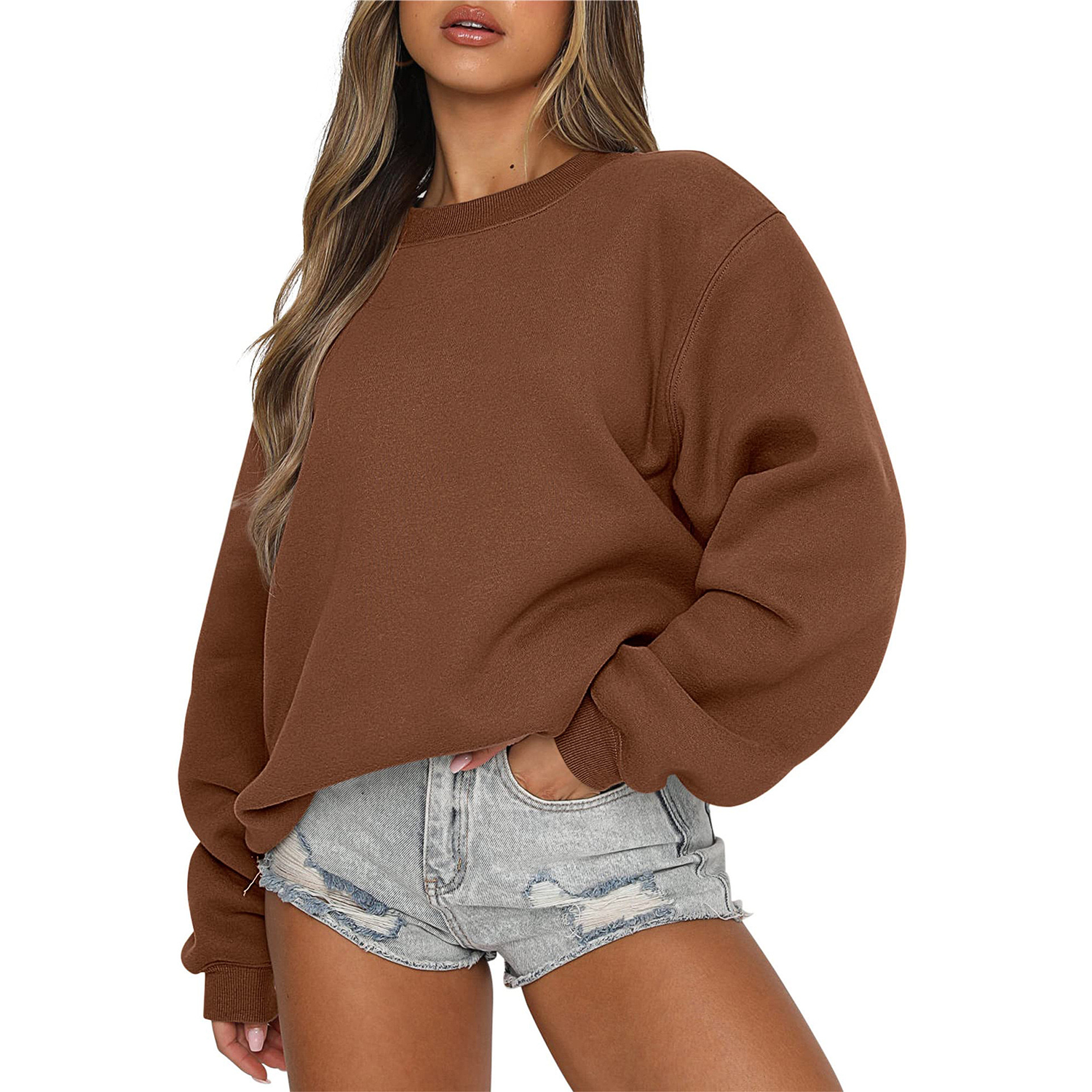 Women's Long Sleeve Sweatshirt Casual Crewneck Loose Fit 3