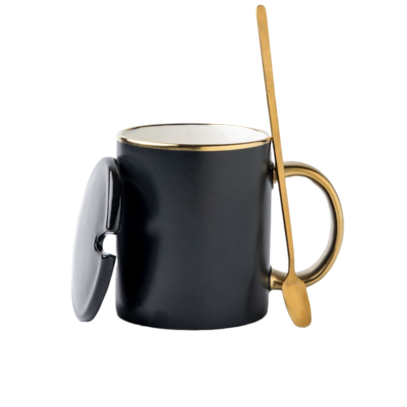 12 oz. Advertising Ceramic Coffee Mugs with Lid and Spoon 12