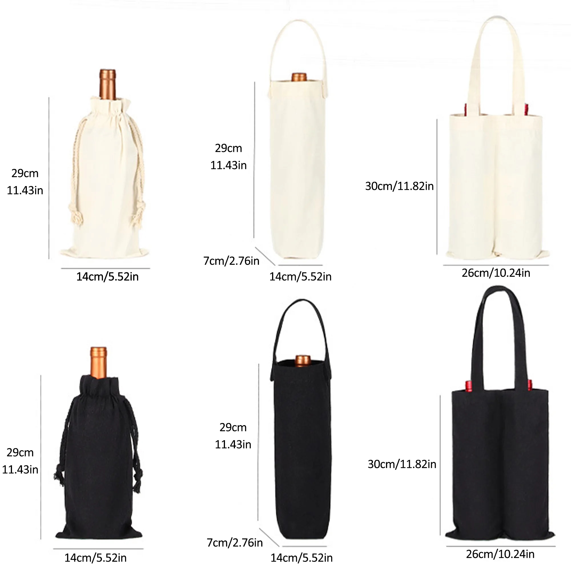 Custom Canvas Wine Bottle Gift Bags Reusable for Events 13