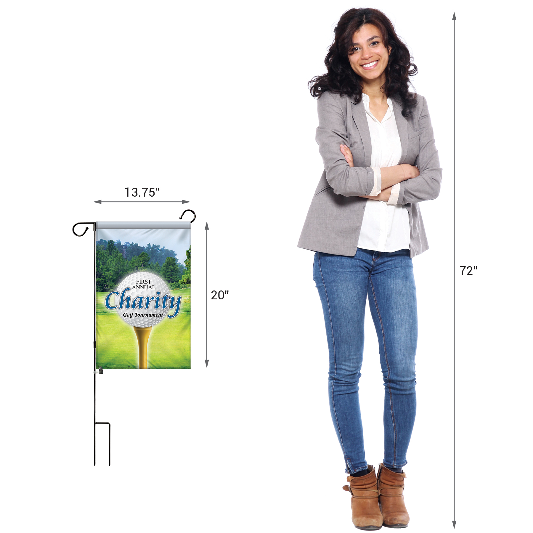 14" x 20" Custom Single Reverse Garden Banner with Hardware 13