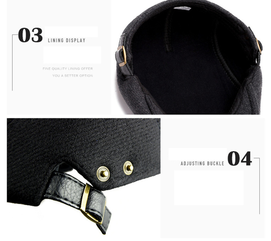 Men Woolen Beret Flat Ivy Cap Painter Newsboy Hat 11