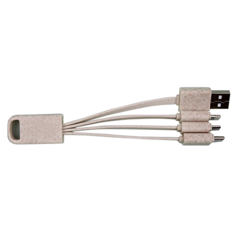 Eco Friendly Wheat Straw 4-in-1 Charging Cable With Type C, Lightning And Micro USB Connector 13