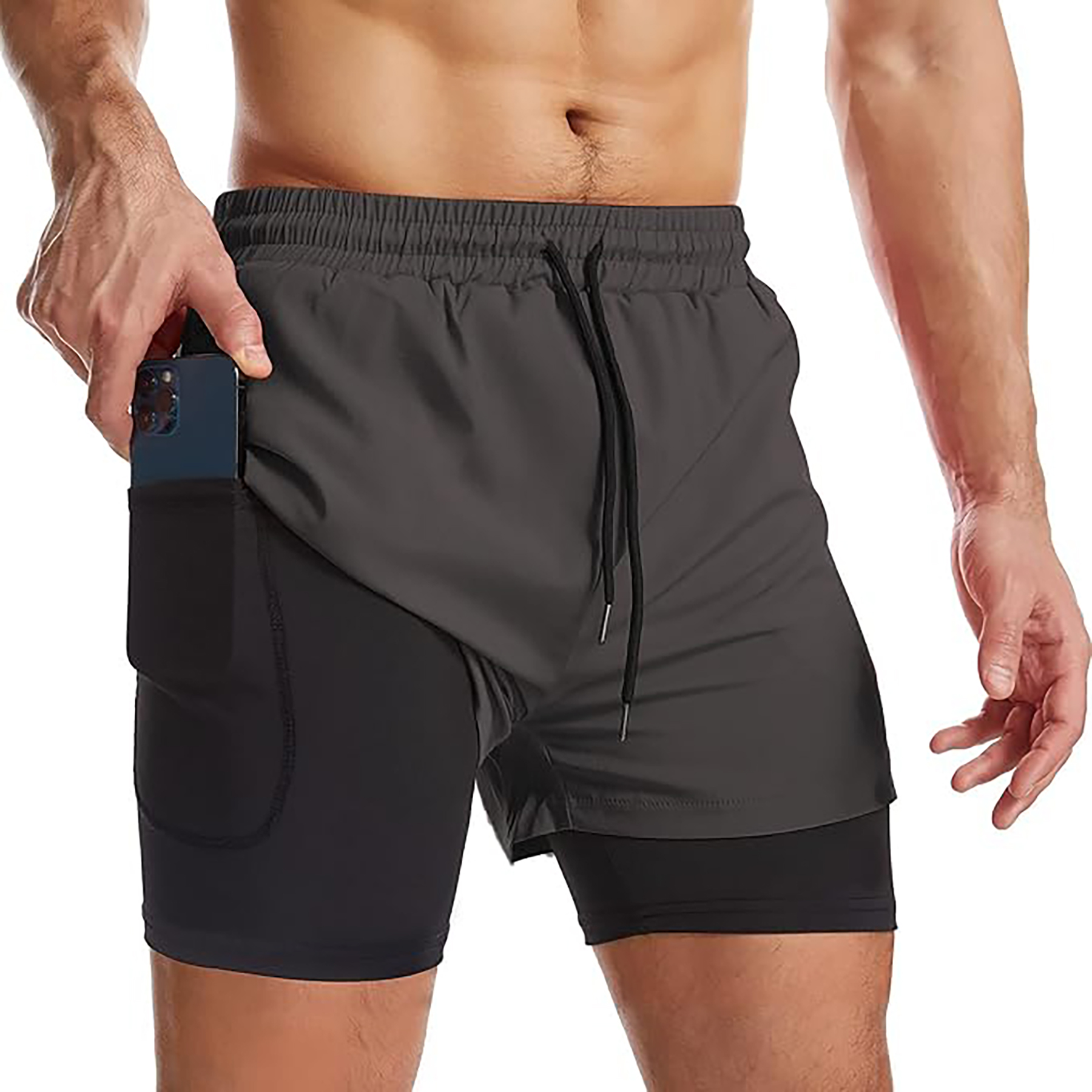 Men's 2 I n 1 Quick Drying Sports Shorts with Lining 14
