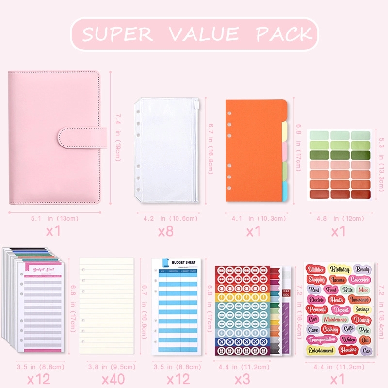 PU Leather A6 Budget Planner Binder Notebook 7