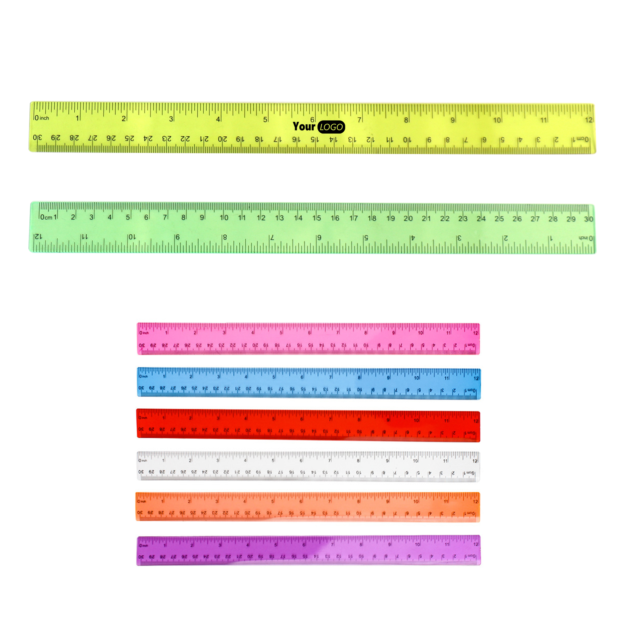 12" Colorful Plastic Ruler with Black Scale 3