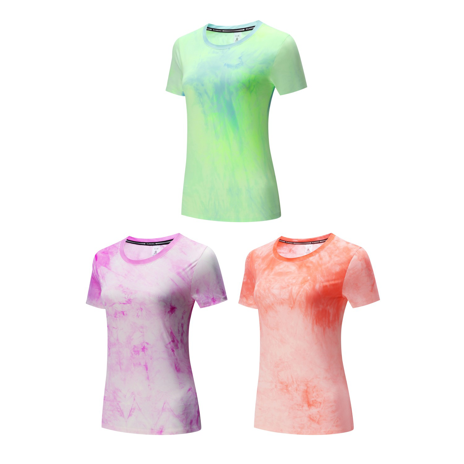Women's Tie Dye Running Short Sleeve T-Shirt - Stock Style 10