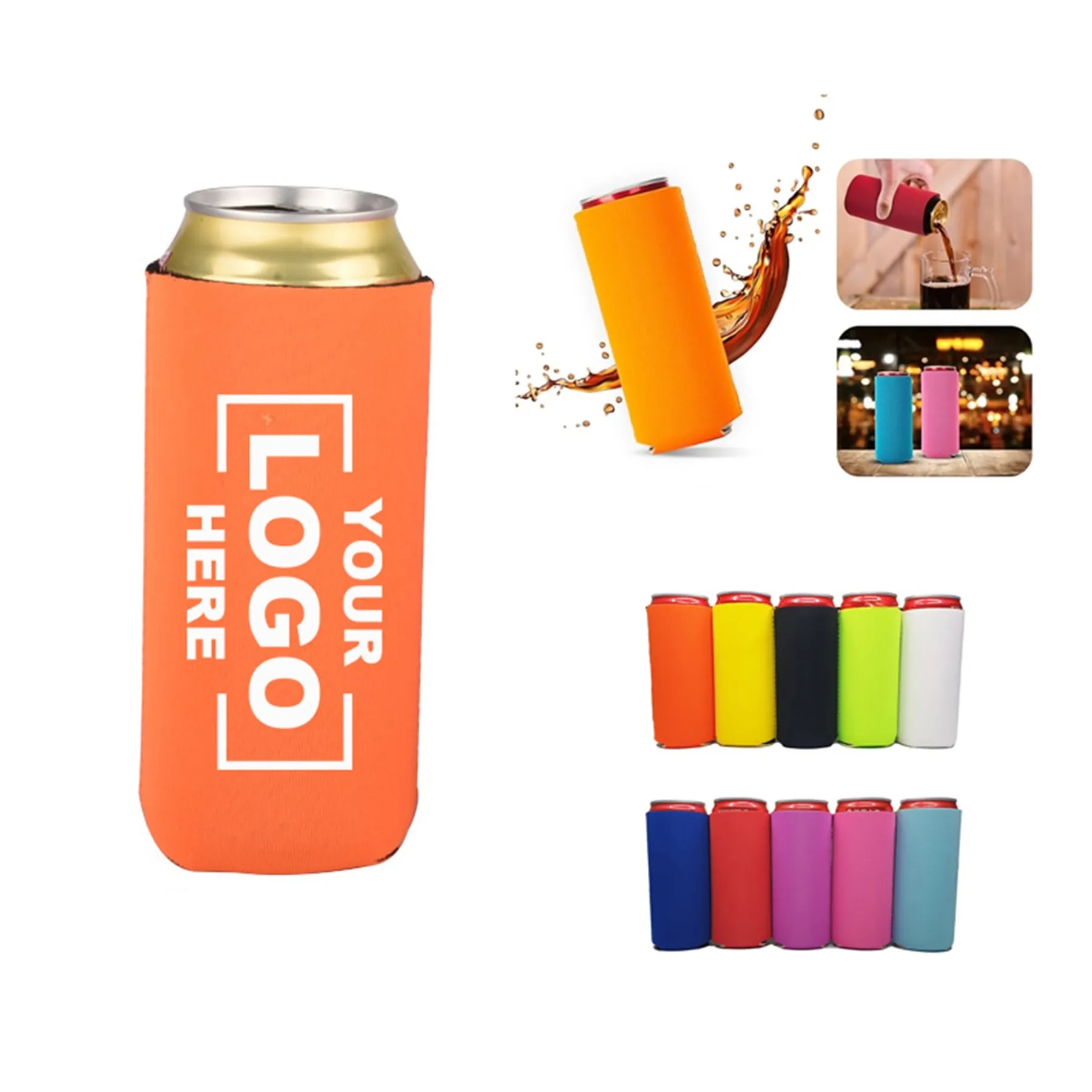 Collapsible Econo 12 oz. Slim Foam Can Cooler, custom koozie with logo imprint 2