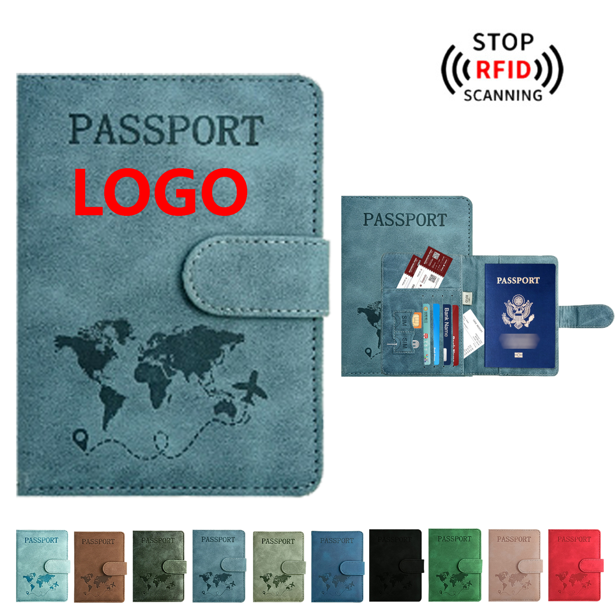 RFID-Blocking Leather Passport Holder with SIM Card Slots - Travel Organizer with Secure Suction Fa 2