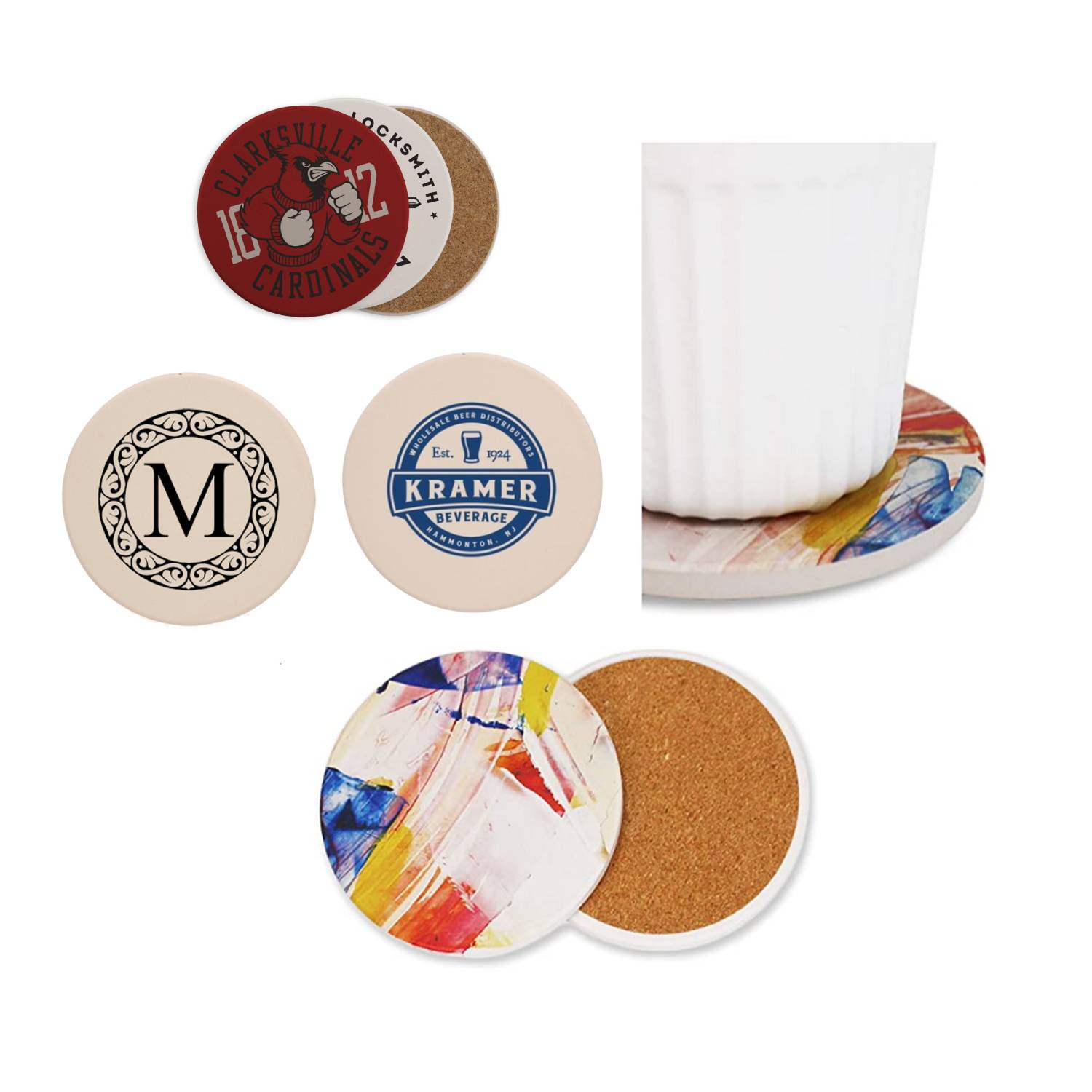 4" Dia Round Ceramic Coaster 4