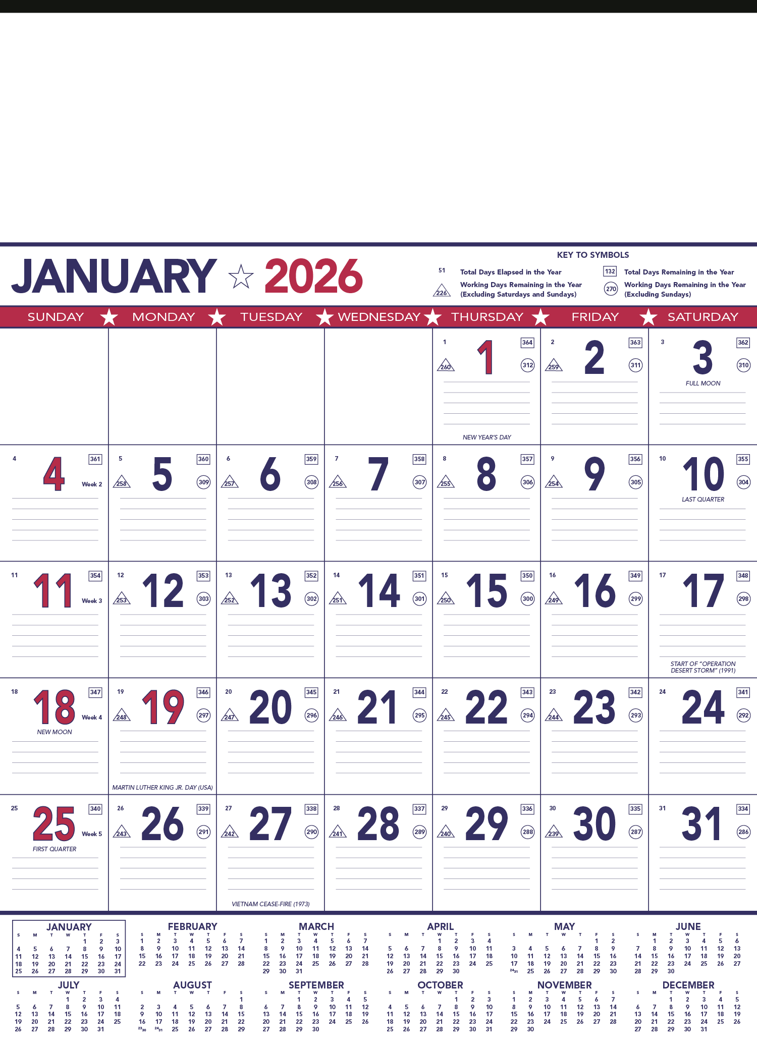 Triumph® Calendars Patriotic Contractor Memo Calendar