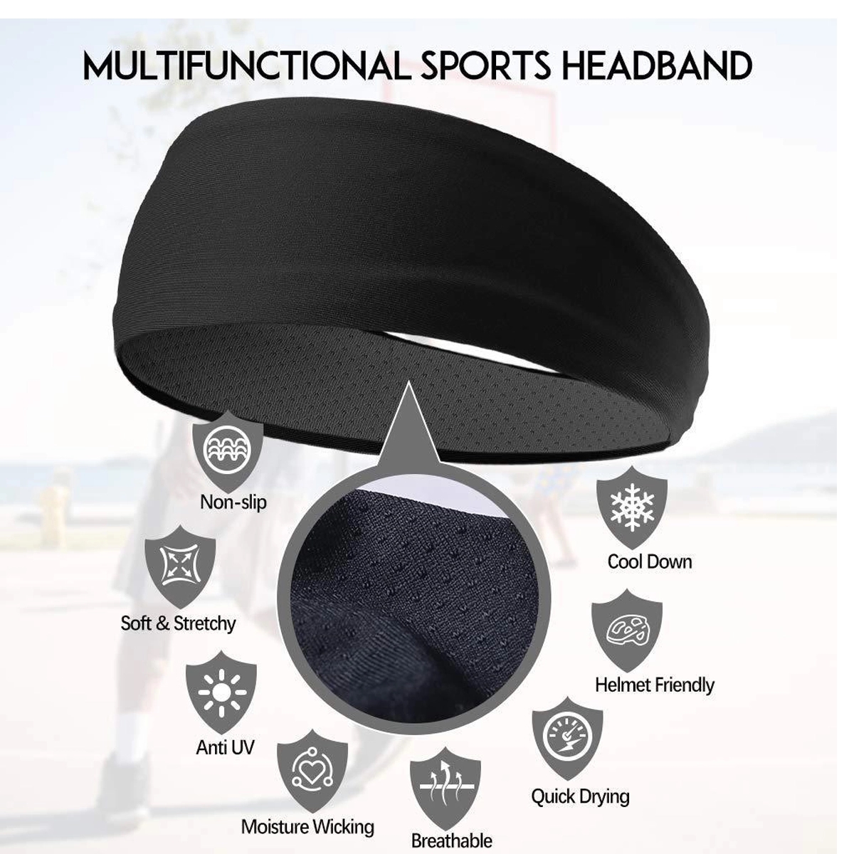 Sports Unisex Hairband Sweat Wicking Head Band Sweatbands 4