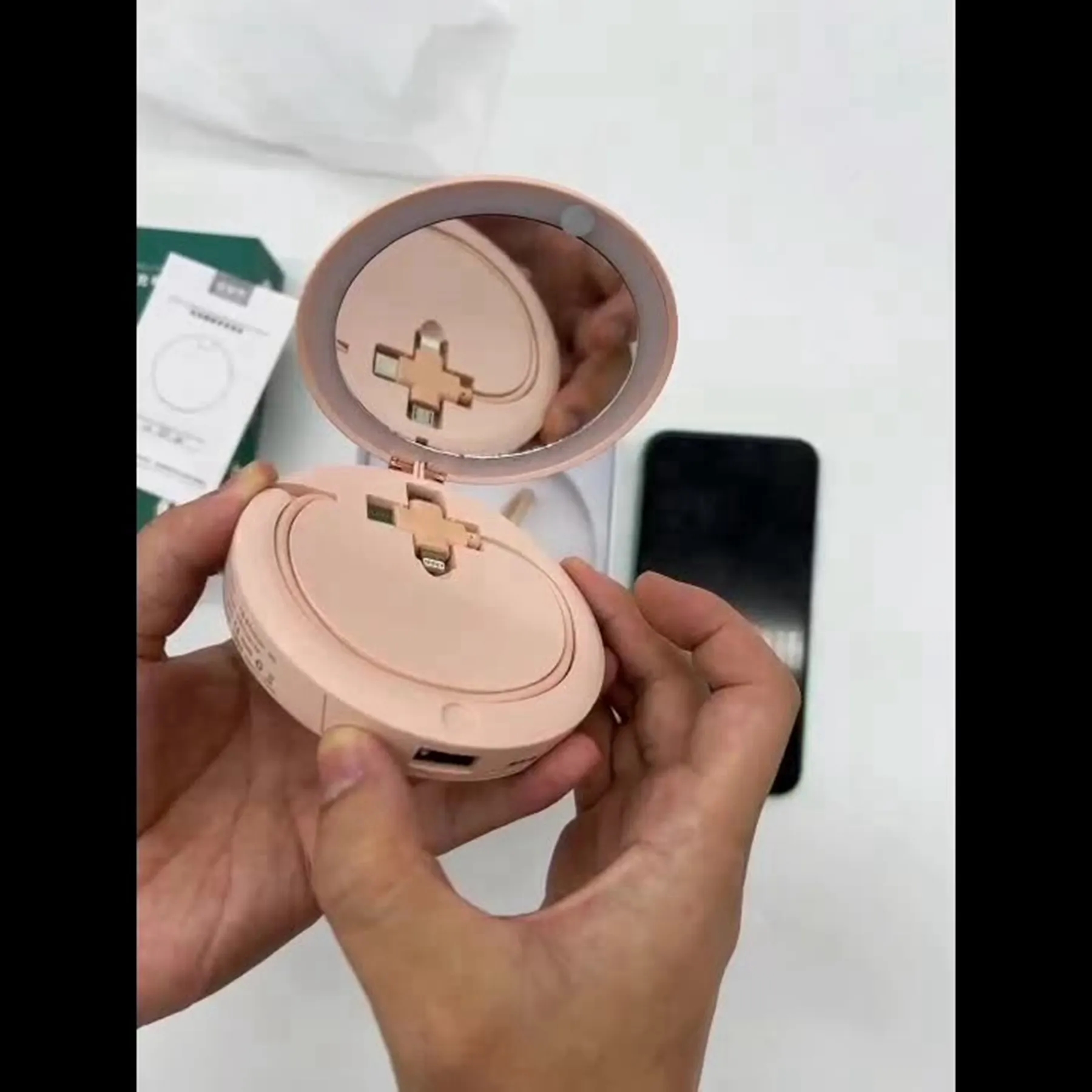 4000 mAh 3 in 1 Makeup Mirror Hand Warmer Power Bank 6