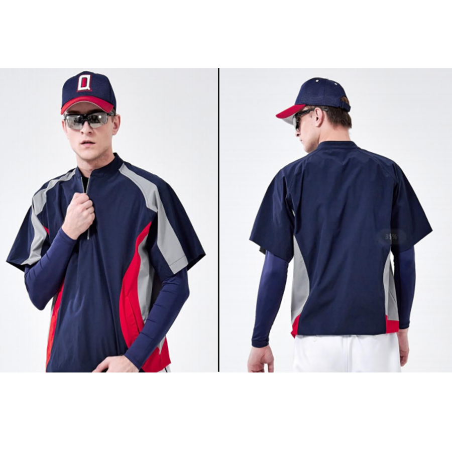 Premium Short Sleeve Quarter Zip Woven Satin Baseball