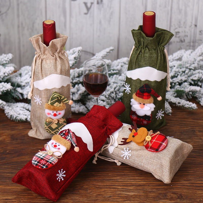 Wine Bottle Bags with Drawstrings, Reusable Wine Bottle Covers for Christmas 2