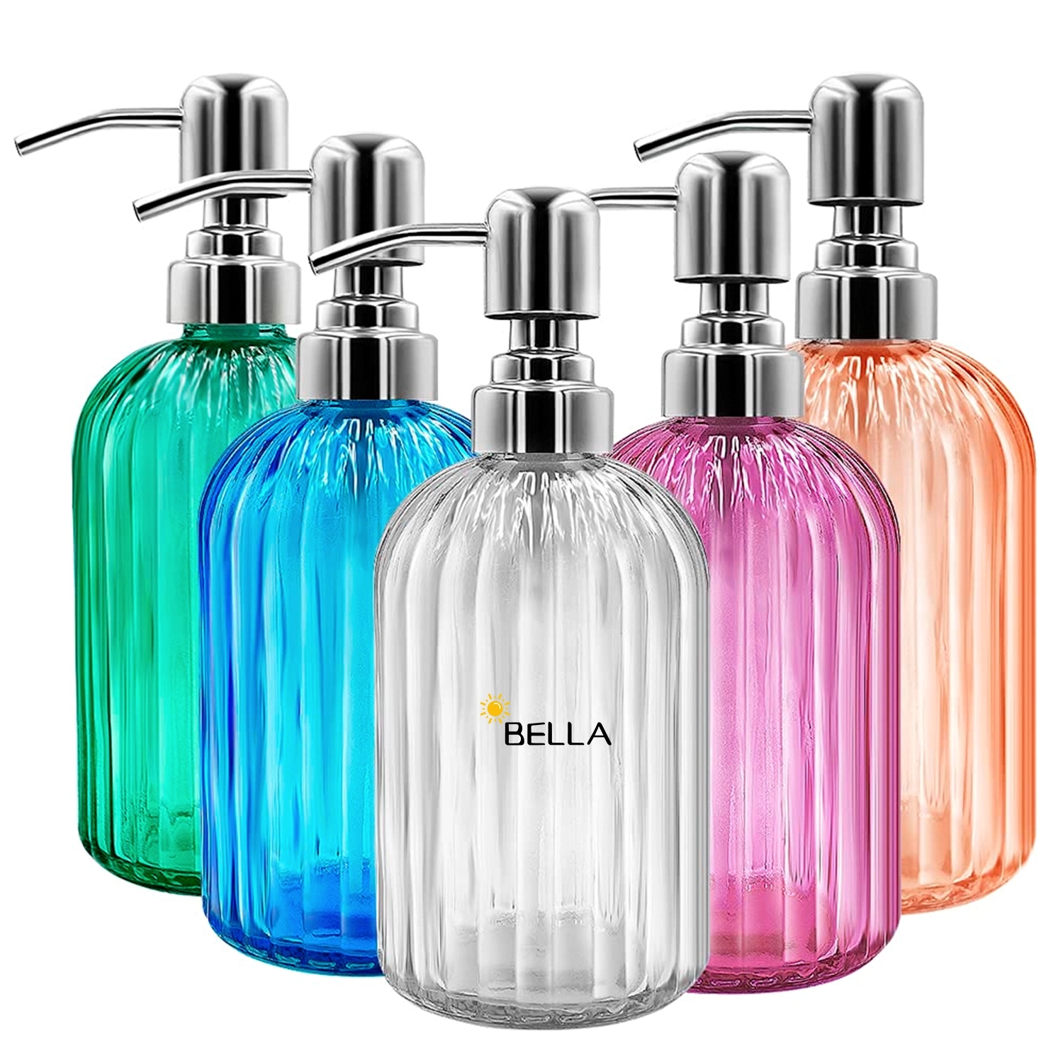 14 Oz Colorful Liquid Soap Refill Glass Dispenser 1