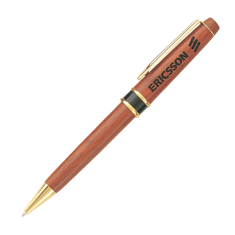Woodland Genuine Rosewood Ballpoint Pen w/ Gold & Black Trim
