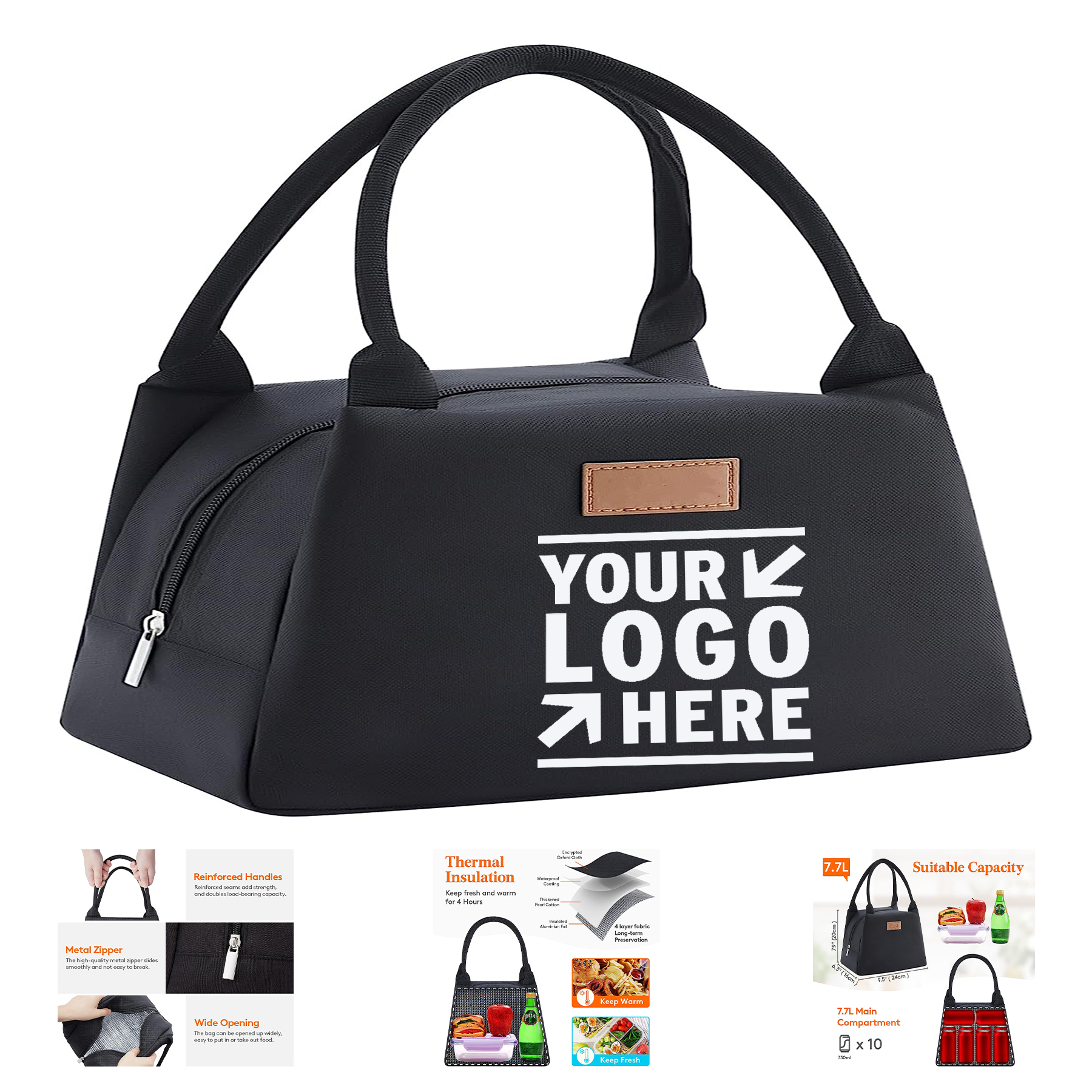 Women Men Medium Reusable Insulated Travel Lunch Box Tote Bag