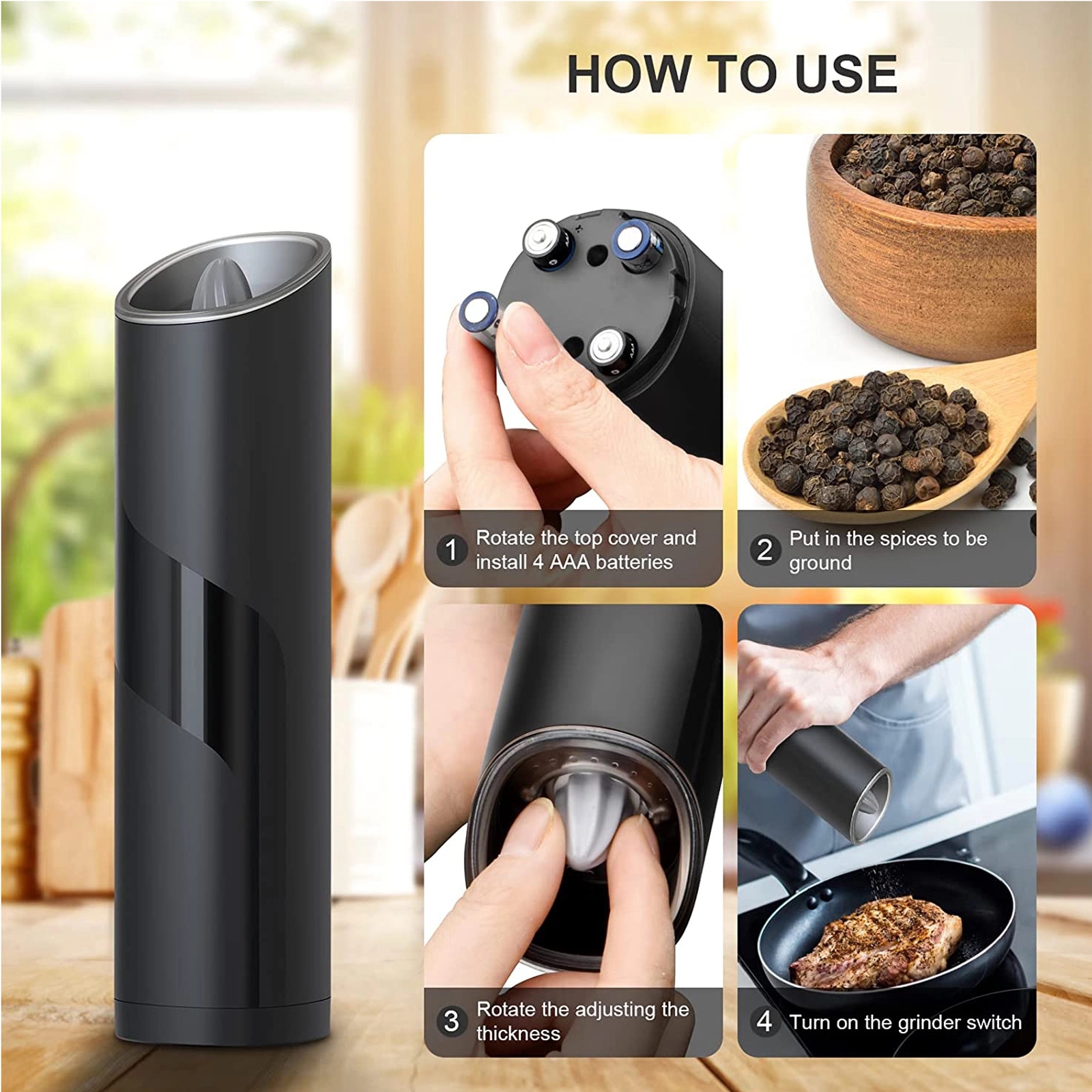 Electric Operated Gravity Pepper Grinder 4