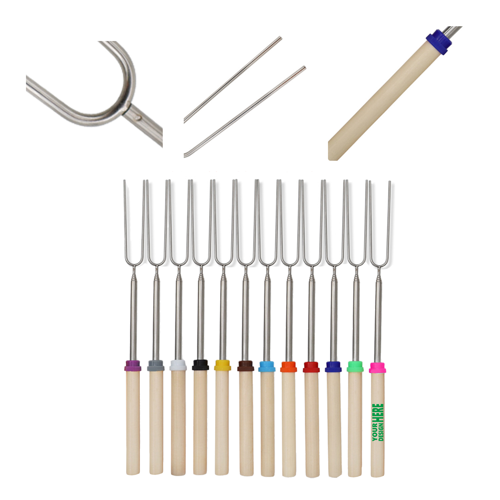 MOQ 50 Telescopic Stainless Steel BBQ Skewers Set 1