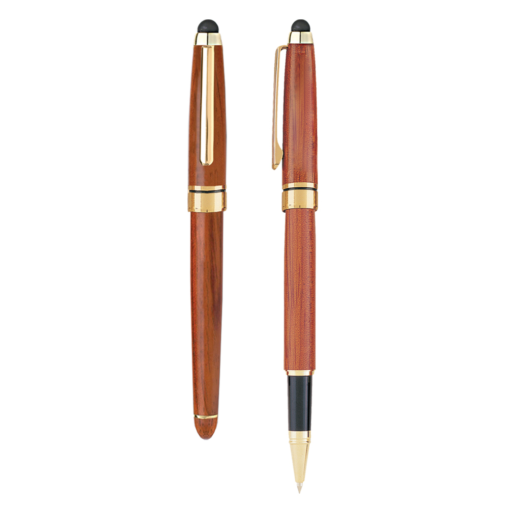 Rosewood Cap Off Rollerball Pen w/Stylus 2