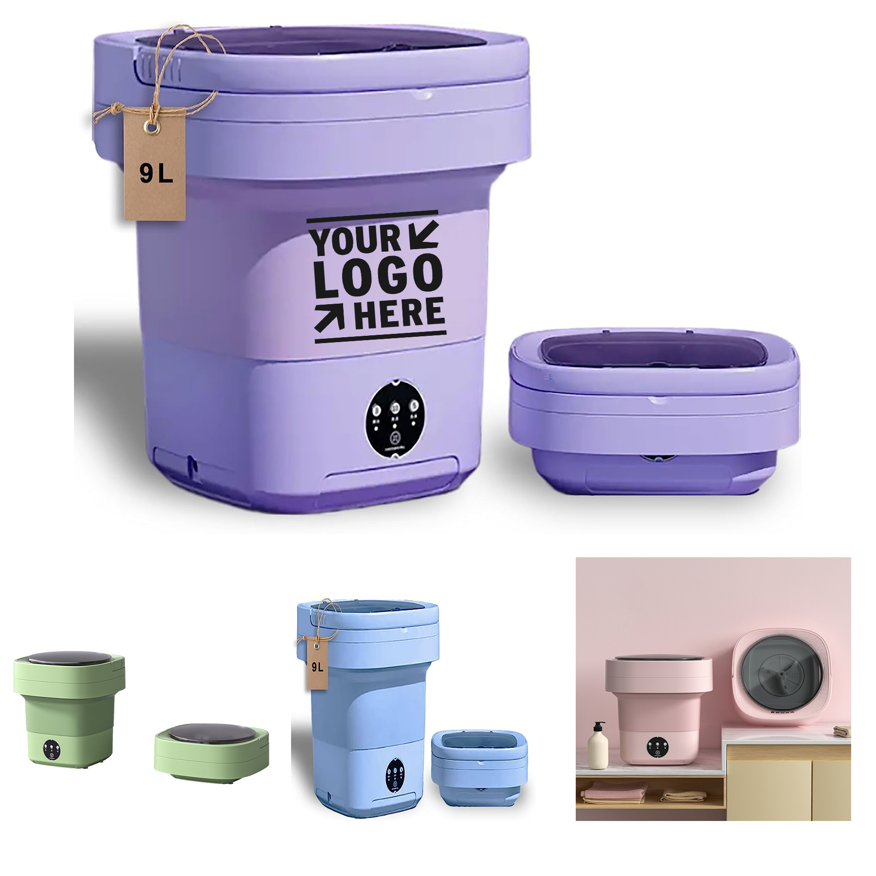 9L Large Capacity Small Portable Clothing Socks Foldable Washing Machine with Spin-Dry Basket 2
