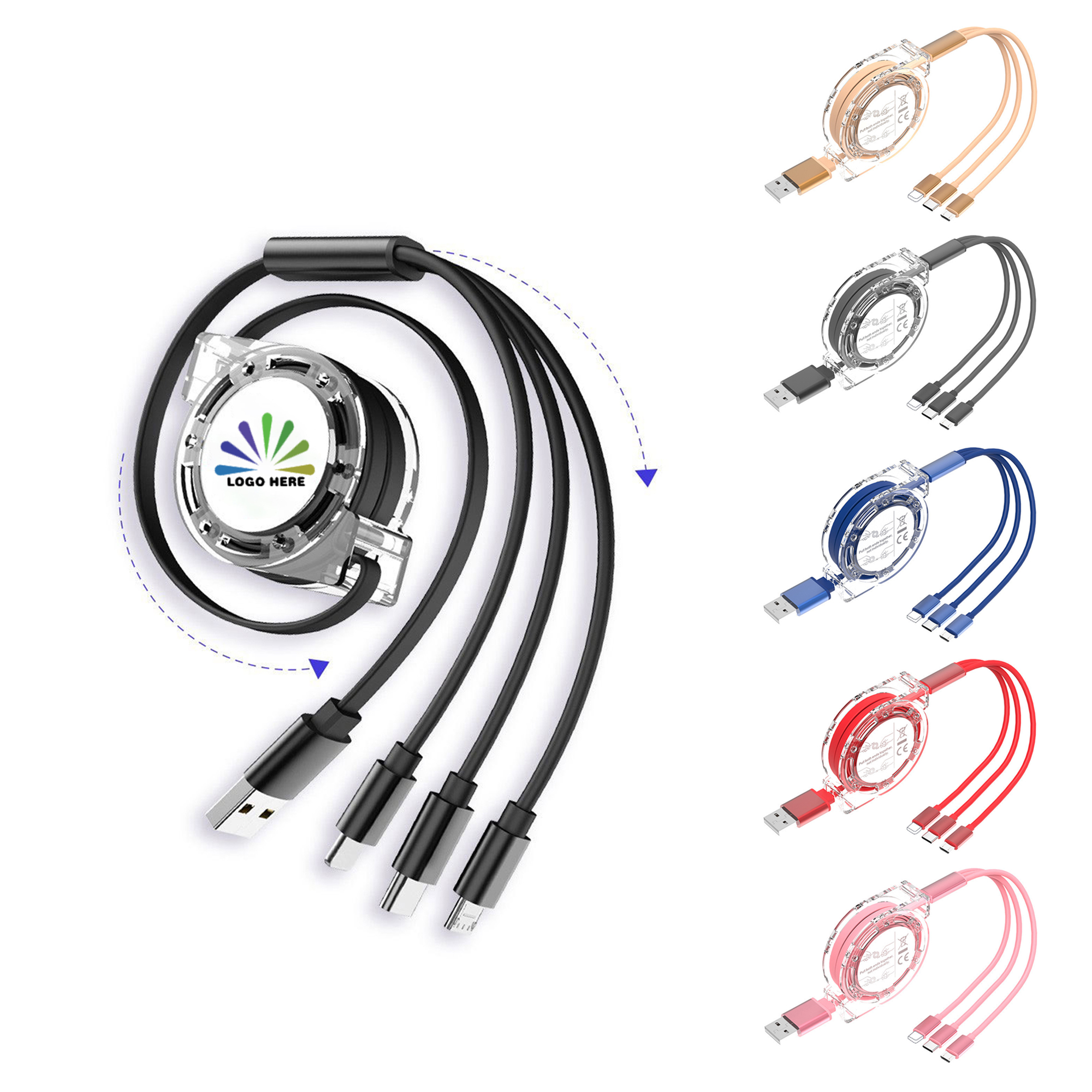 3-in-1 Retractable Metal Cable 2