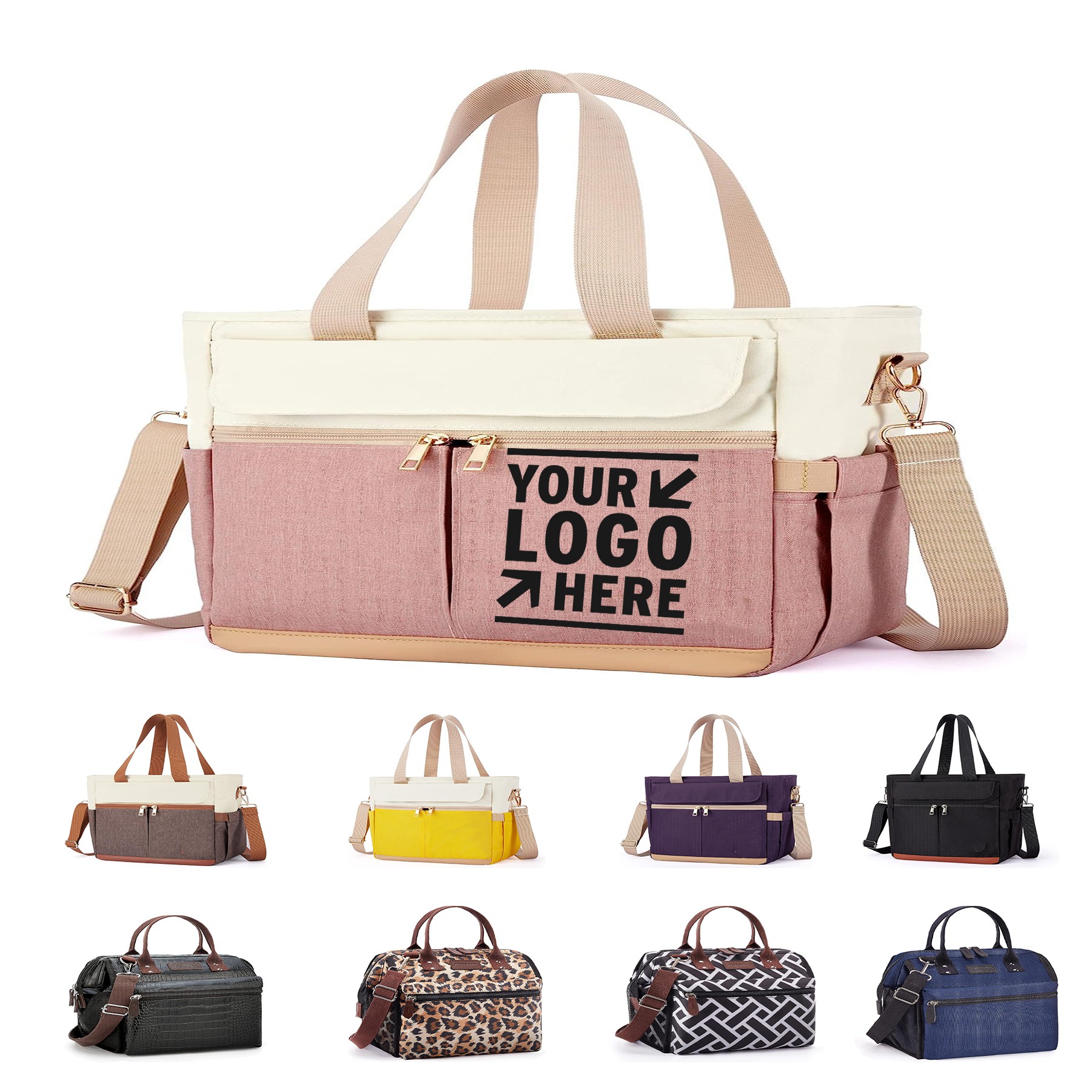 Women Reusable Lunch Cooler Tote Bag Leakproof Insulated Lunch Box with Shoulder Strap 3
