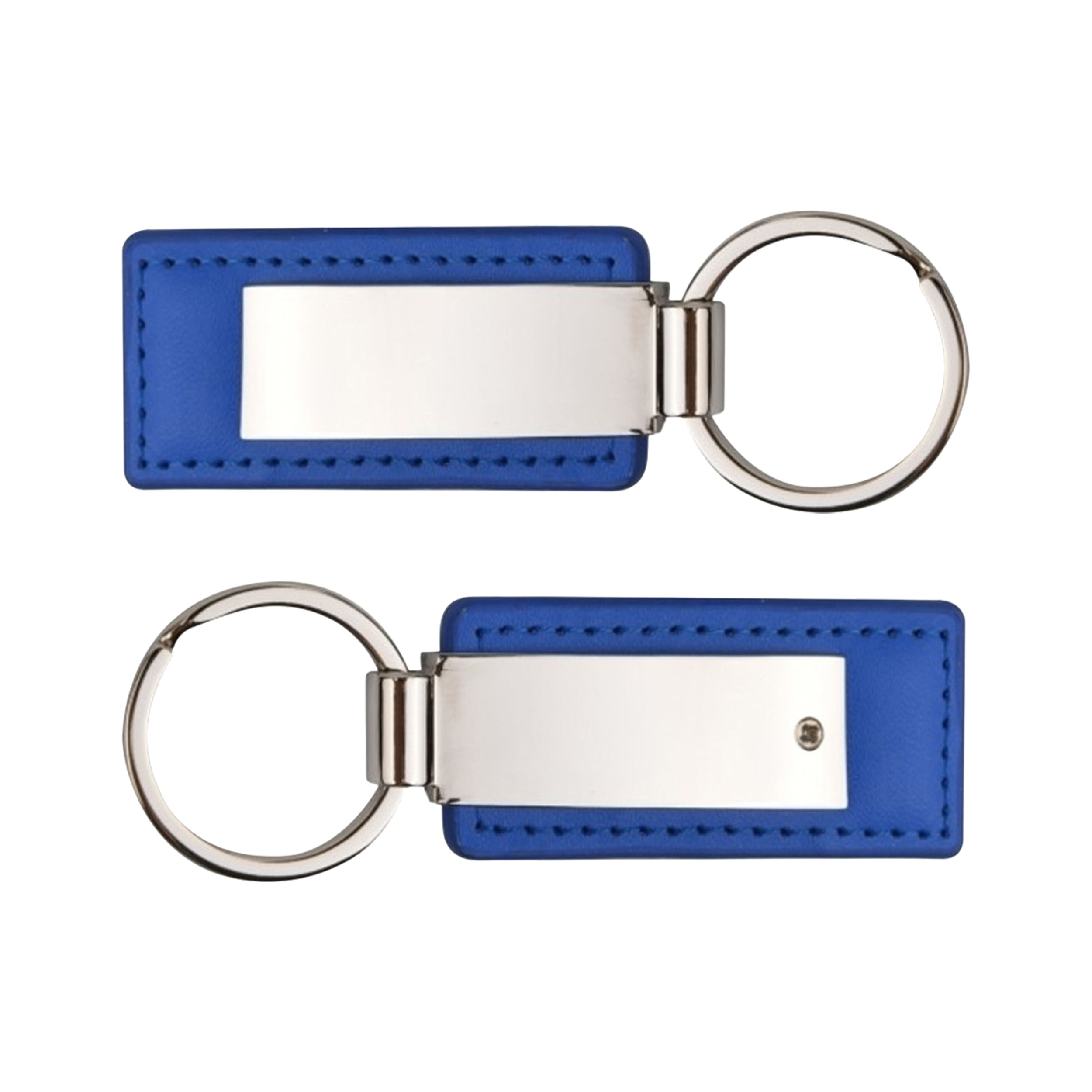 Leatherette with Rectangular Metal Shiny Key Tag 2