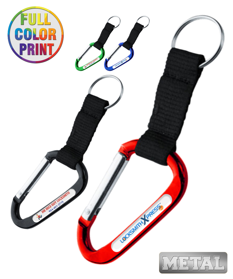 Carabiner Keychain w/Strap - Full Color 2