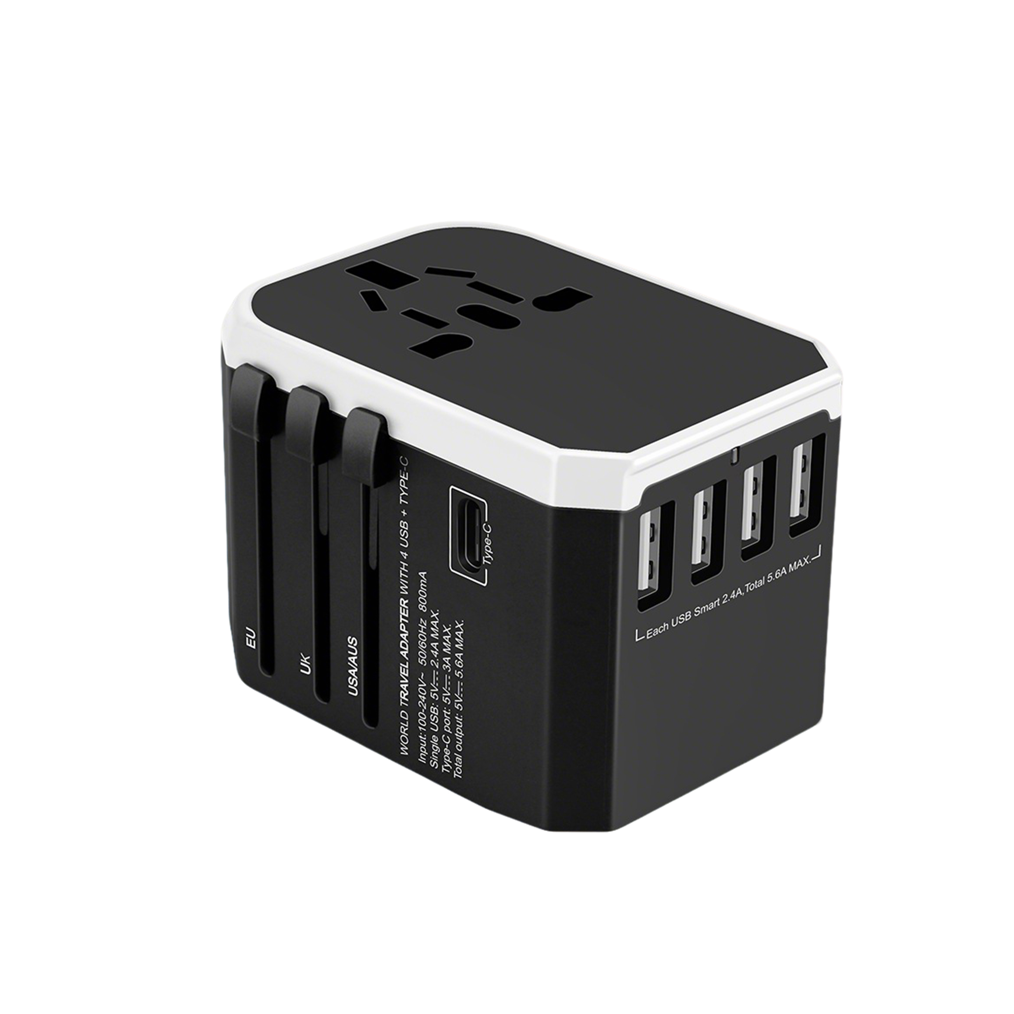 All In One Global Travel Adapter With USB C 2" x 2.1" x 2.9" 5