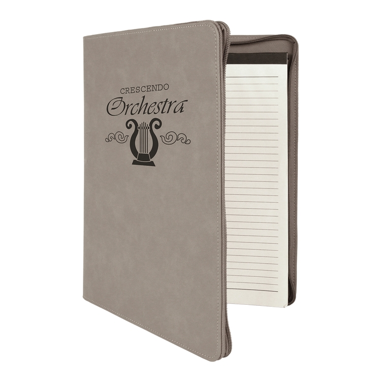 9" x 12" Leatherette Gray Portfolio with Zipper 5