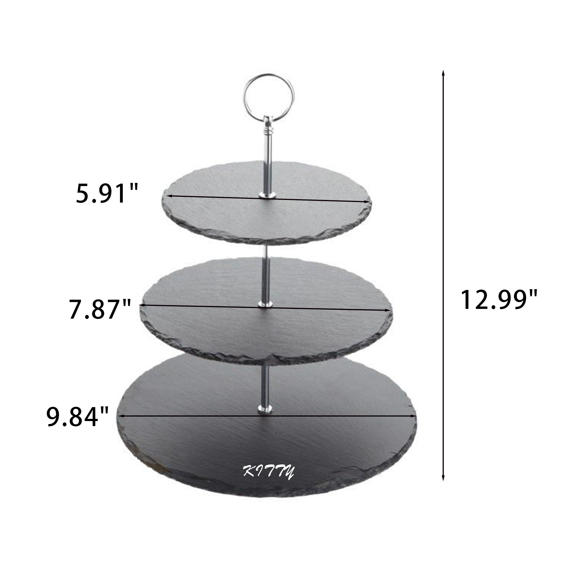 Natural Round Slate 3-Tier Cake Stand 2