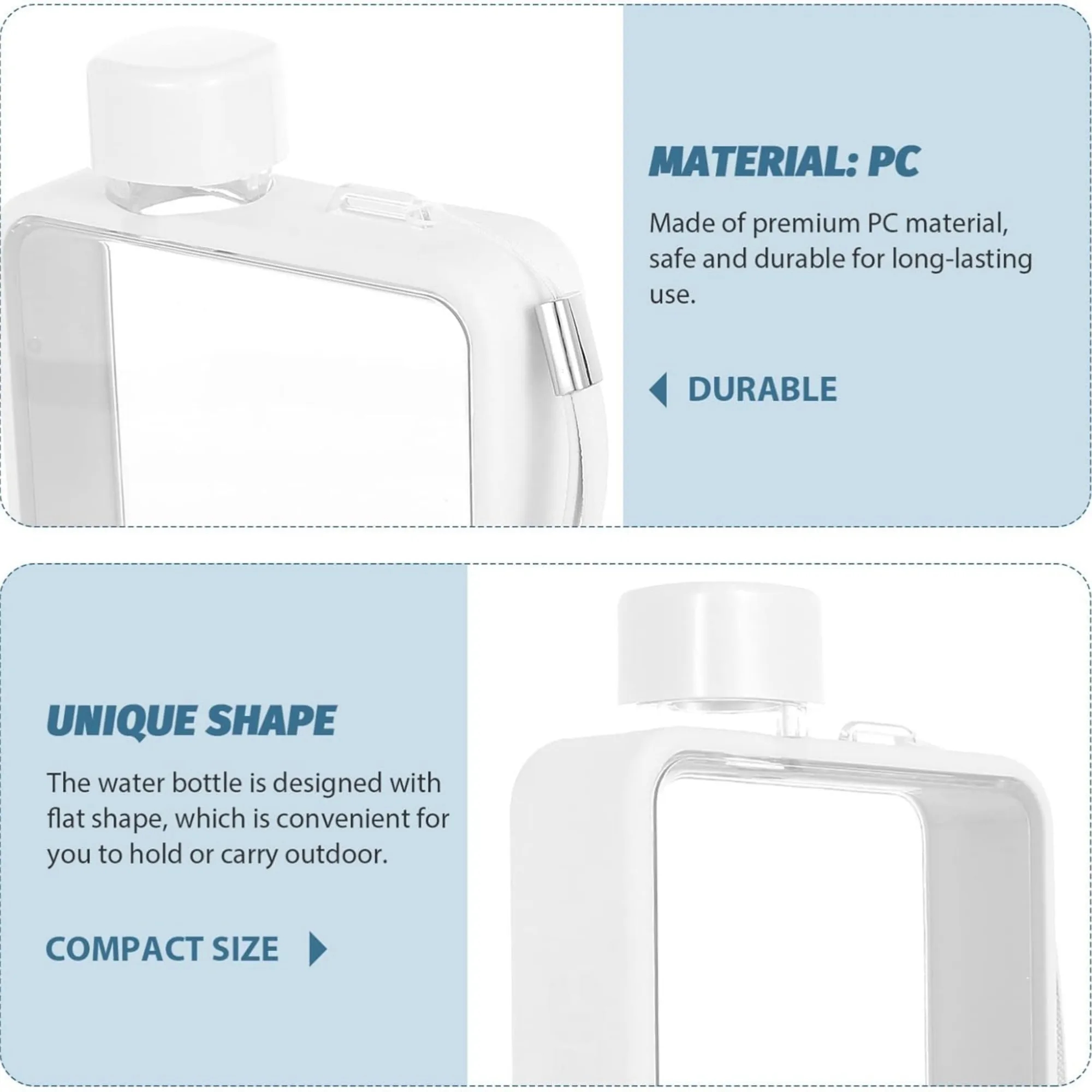 13OZ Sleek & Durable Polycarbonate Flat Water Bottle 3