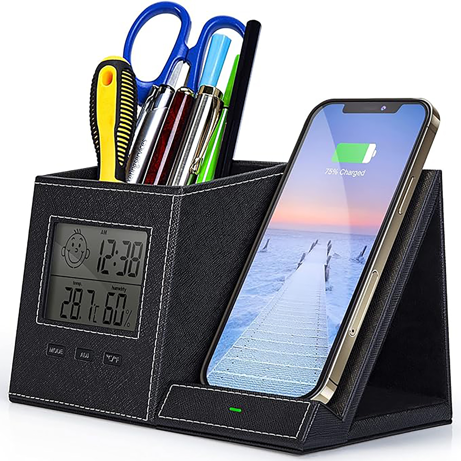 Desk Organizer with Wireless Charger and Clock 3
