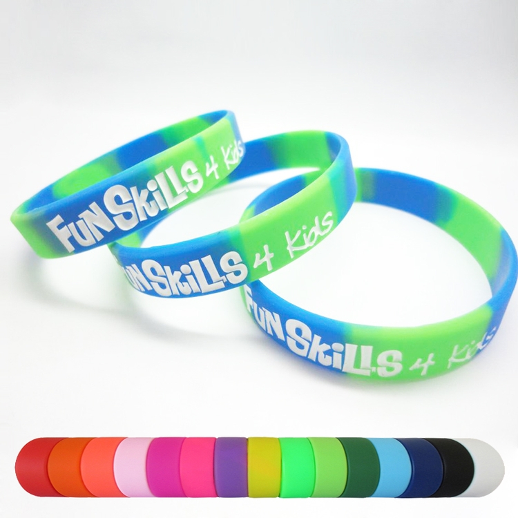 1/2"FashionMixed silicone wristband with 1color filled For Party Gifts Bangle 2