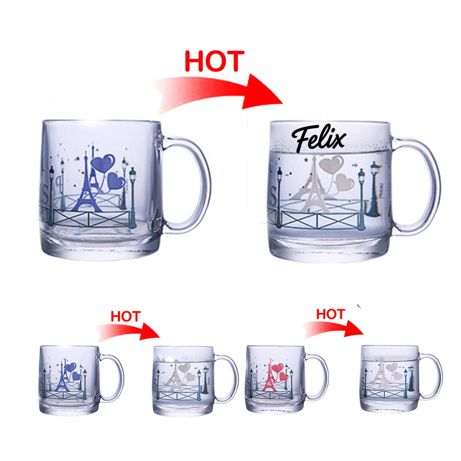 13oz Color-Changing Glass Mug - Heat Sensitive for Couples