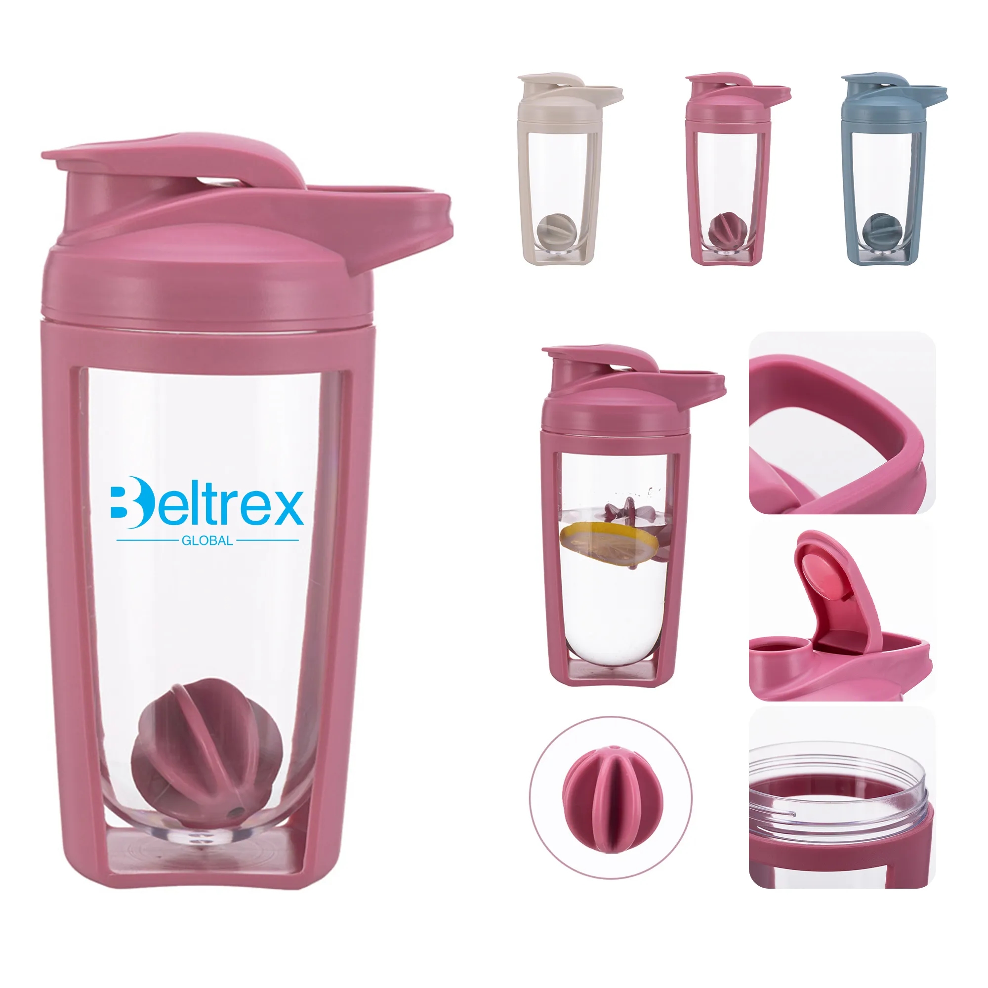Streamlined Shaker Bottle with Wide Mouth and Mixing Ball 2