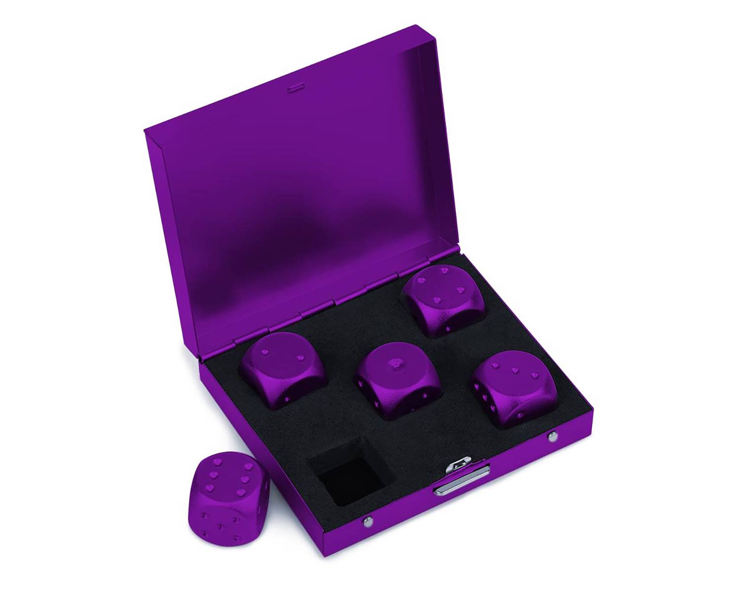 5Pcs Aluminum Alloy Dice w/ Square Case 3