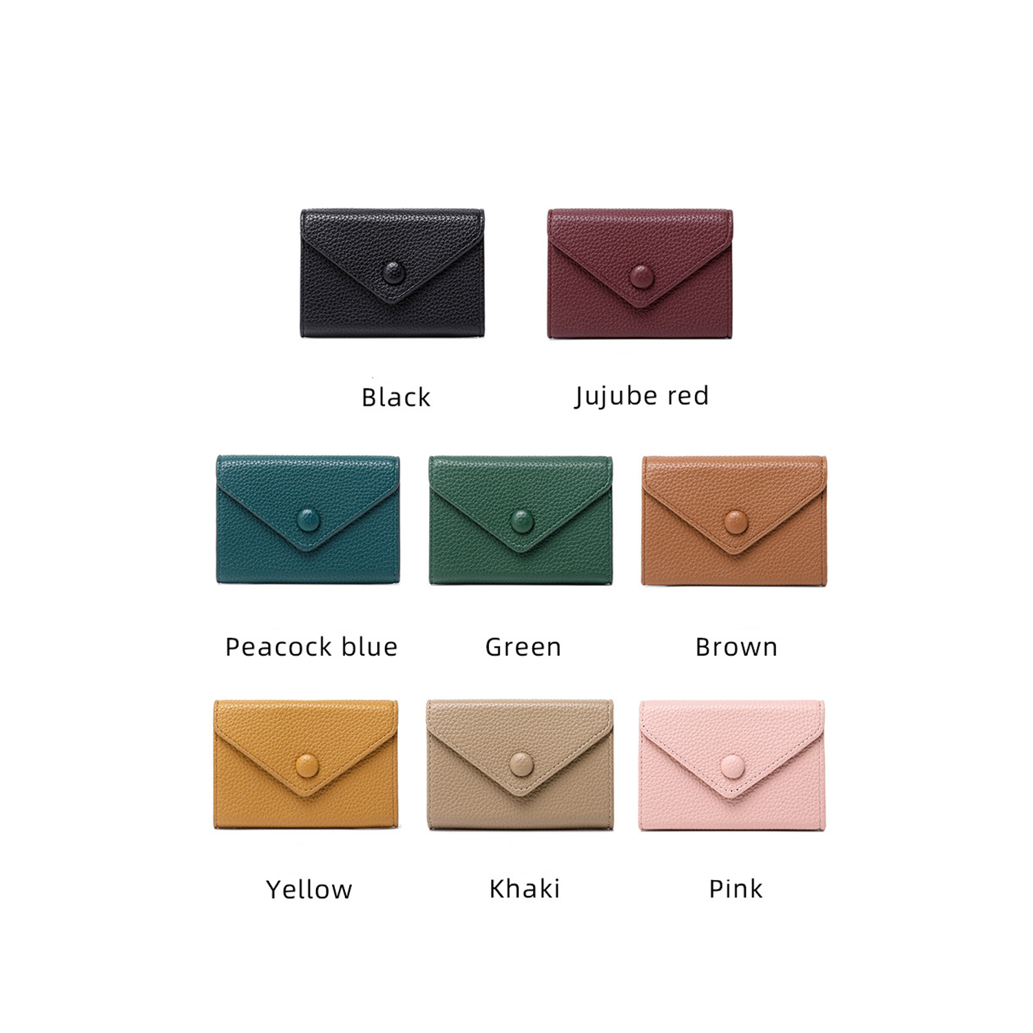 PU Lychee print soft leather portable purse 3