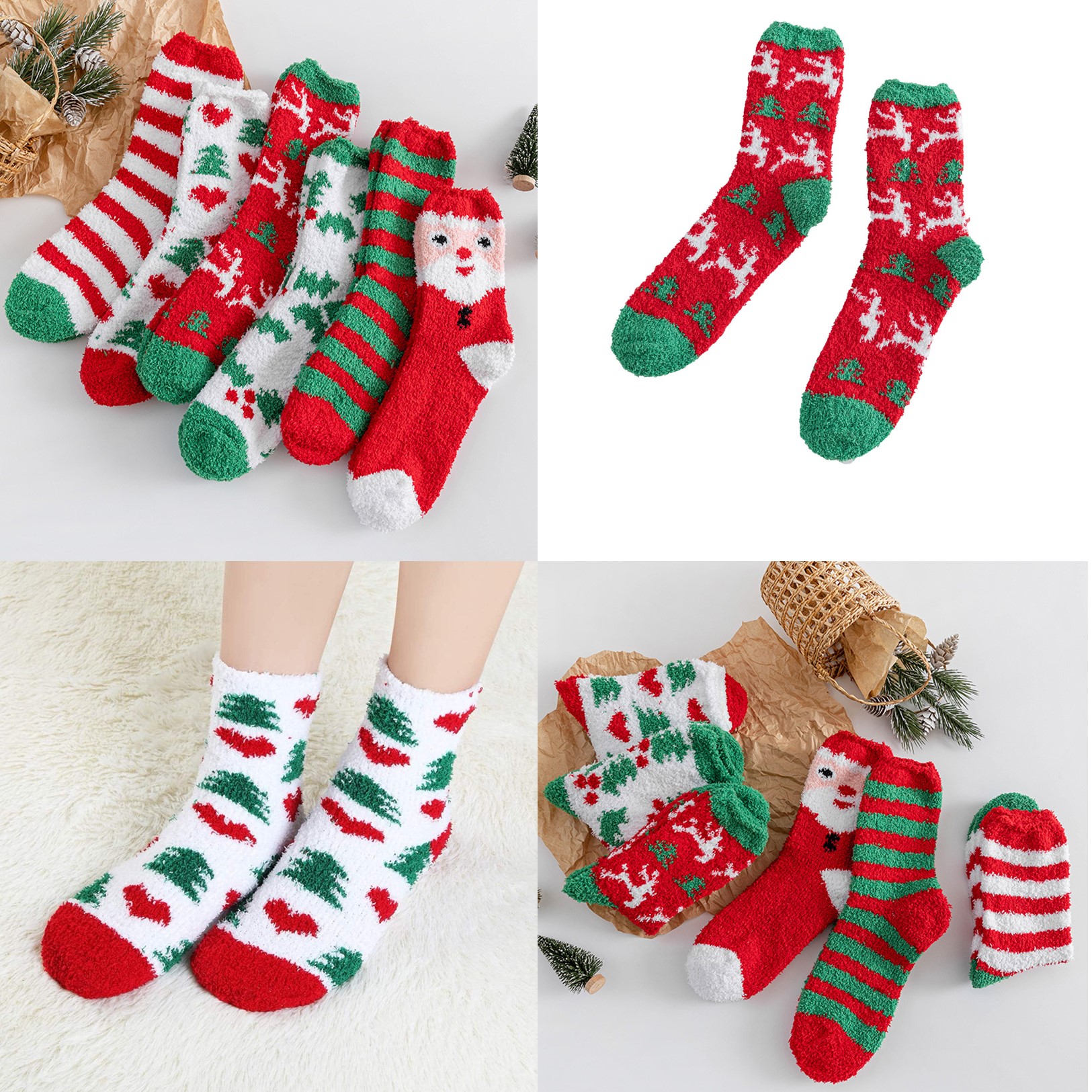 Christmas Fuzzy Socks 5 Colors One Packing 3