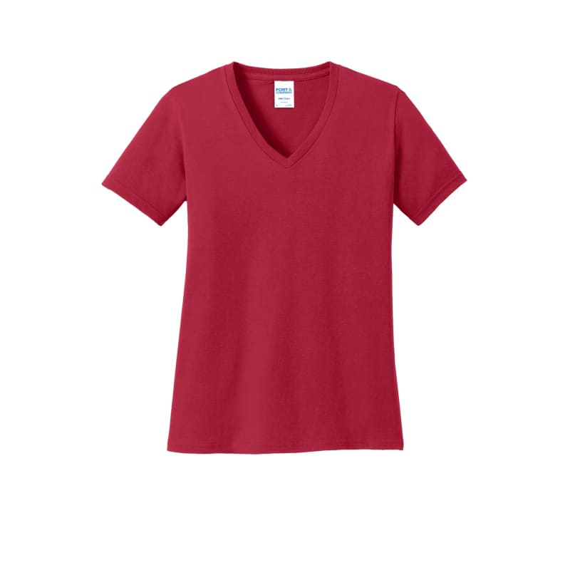 Port & Company Women's Core Cotton V-Neck Tee. 28