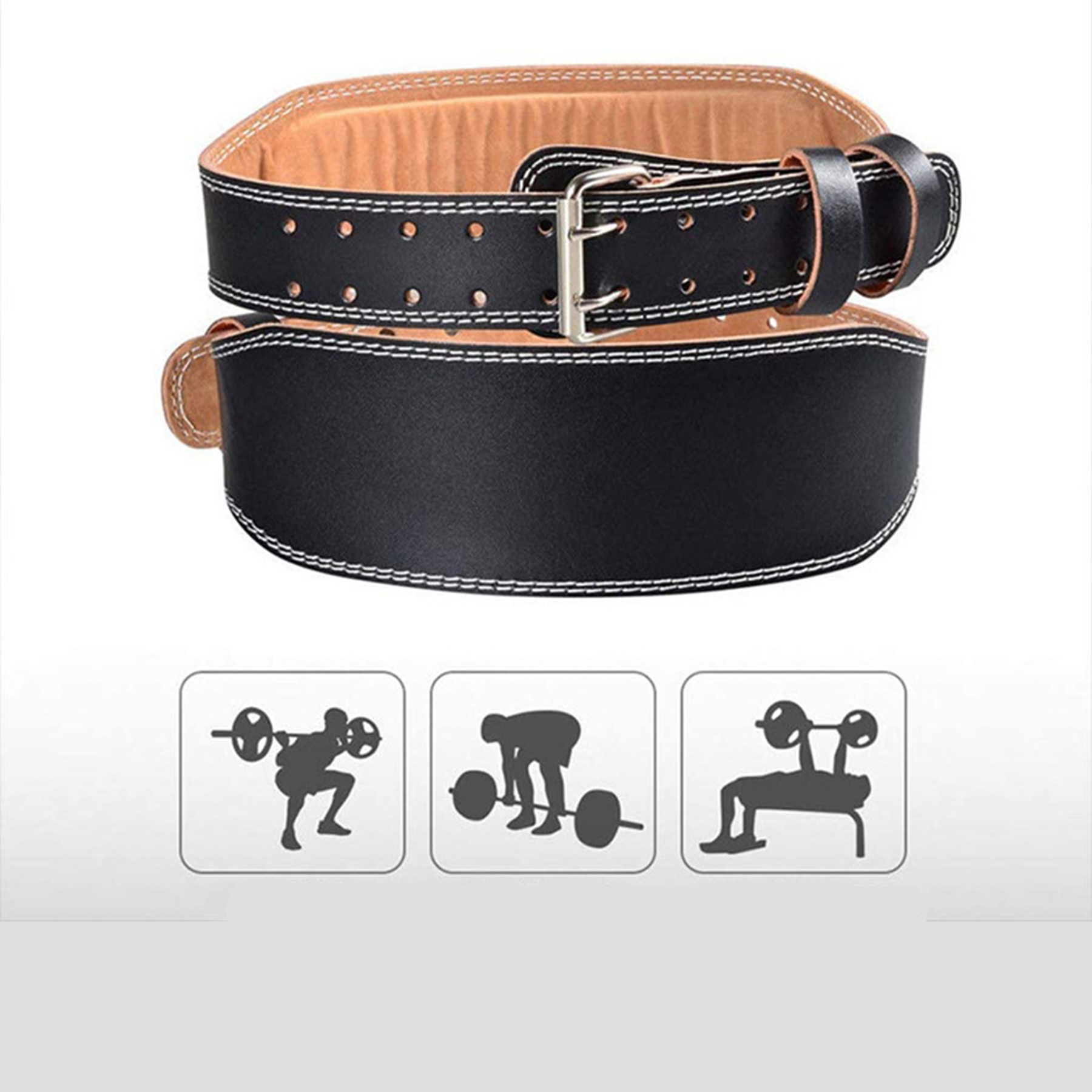 Weightlifting Belt Leather Double Prong Power 3