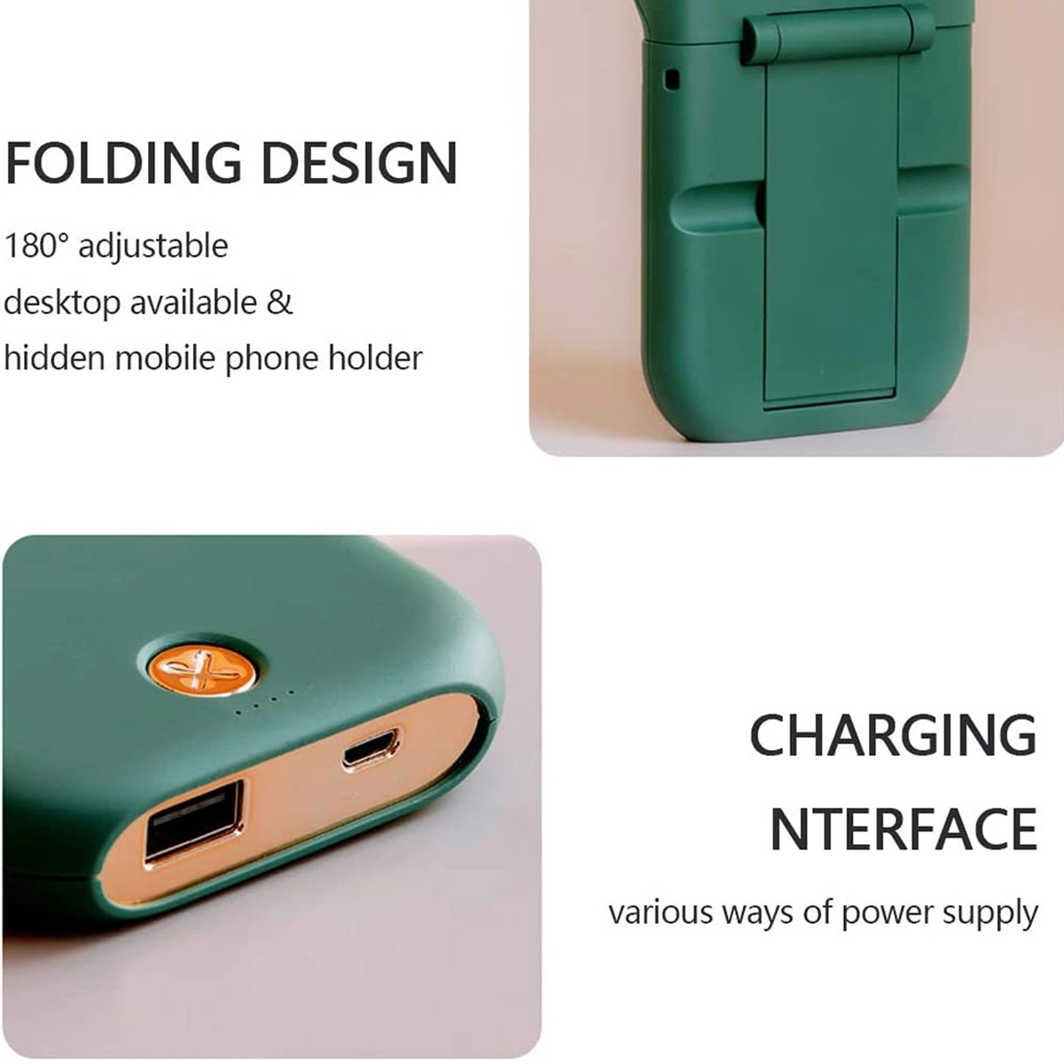 Mini Rechargeable Foldable Neck Hanging Fan with Power Bank 9