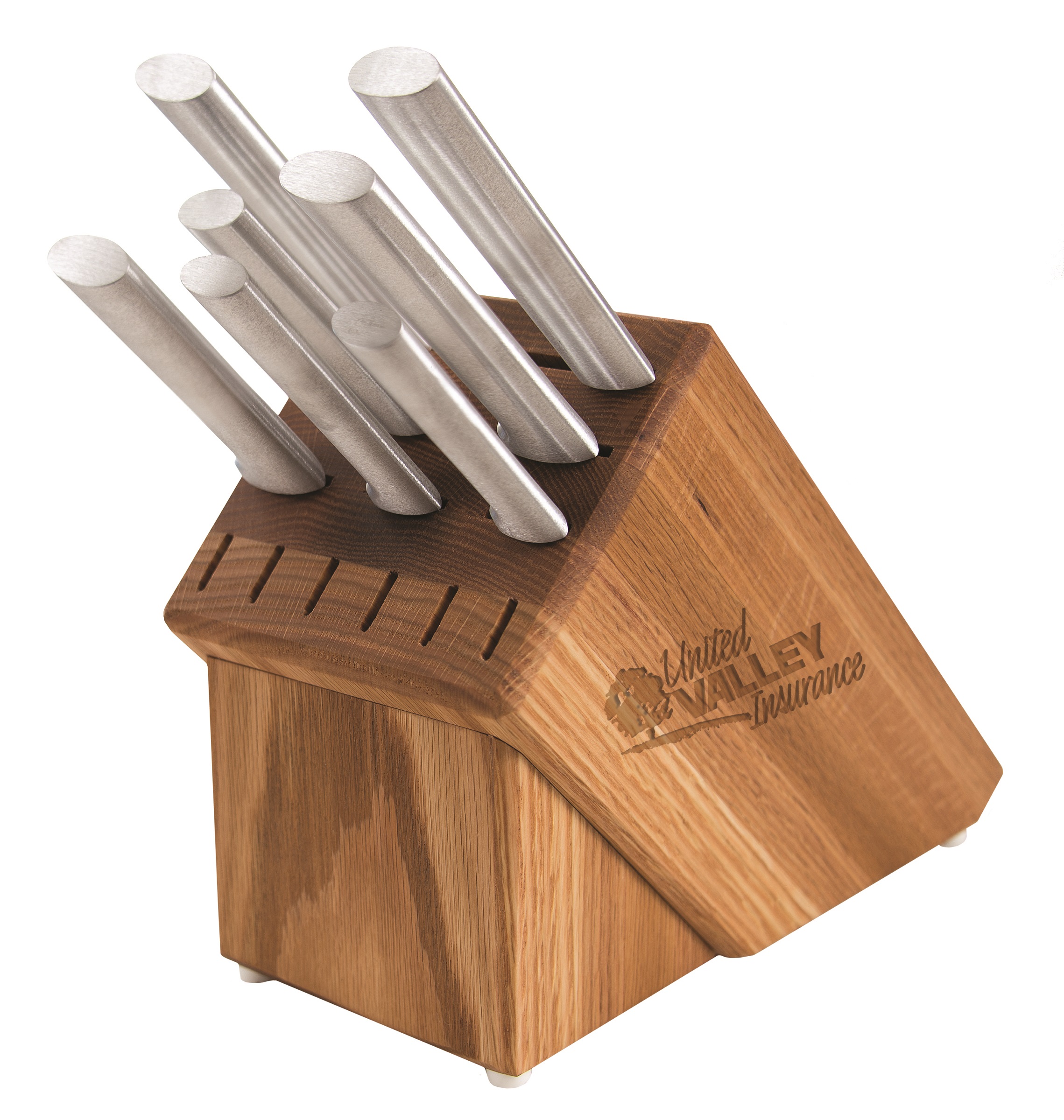 Essential Oak Block Set w/ Silver Handle 1