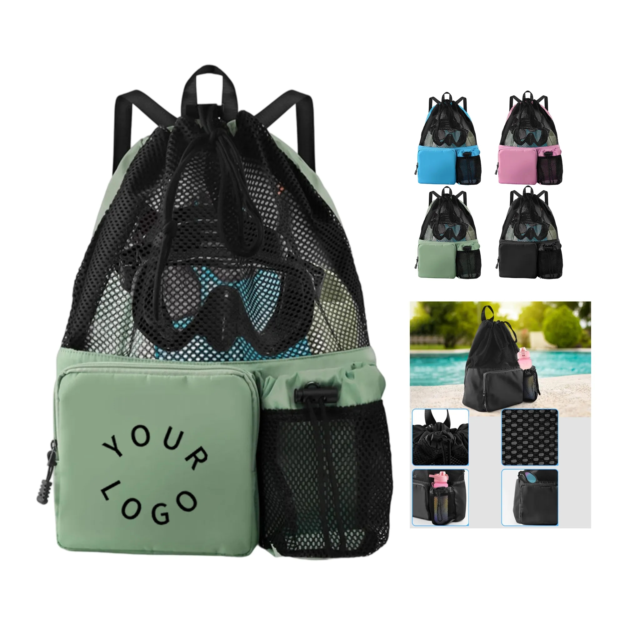 Drawstring Backpack with Wide Shoulder Straps 5