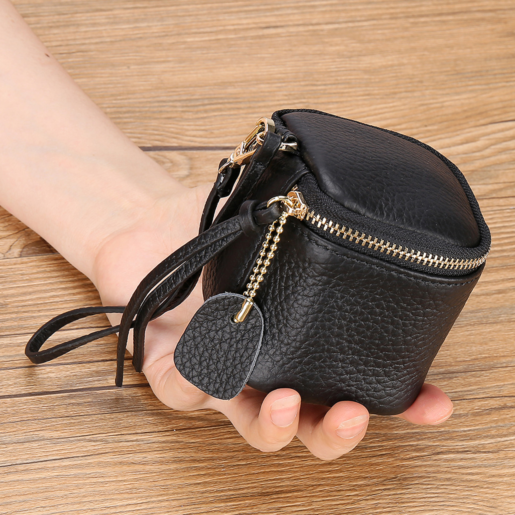 Genuine leather women's mini carrying coin bag 7