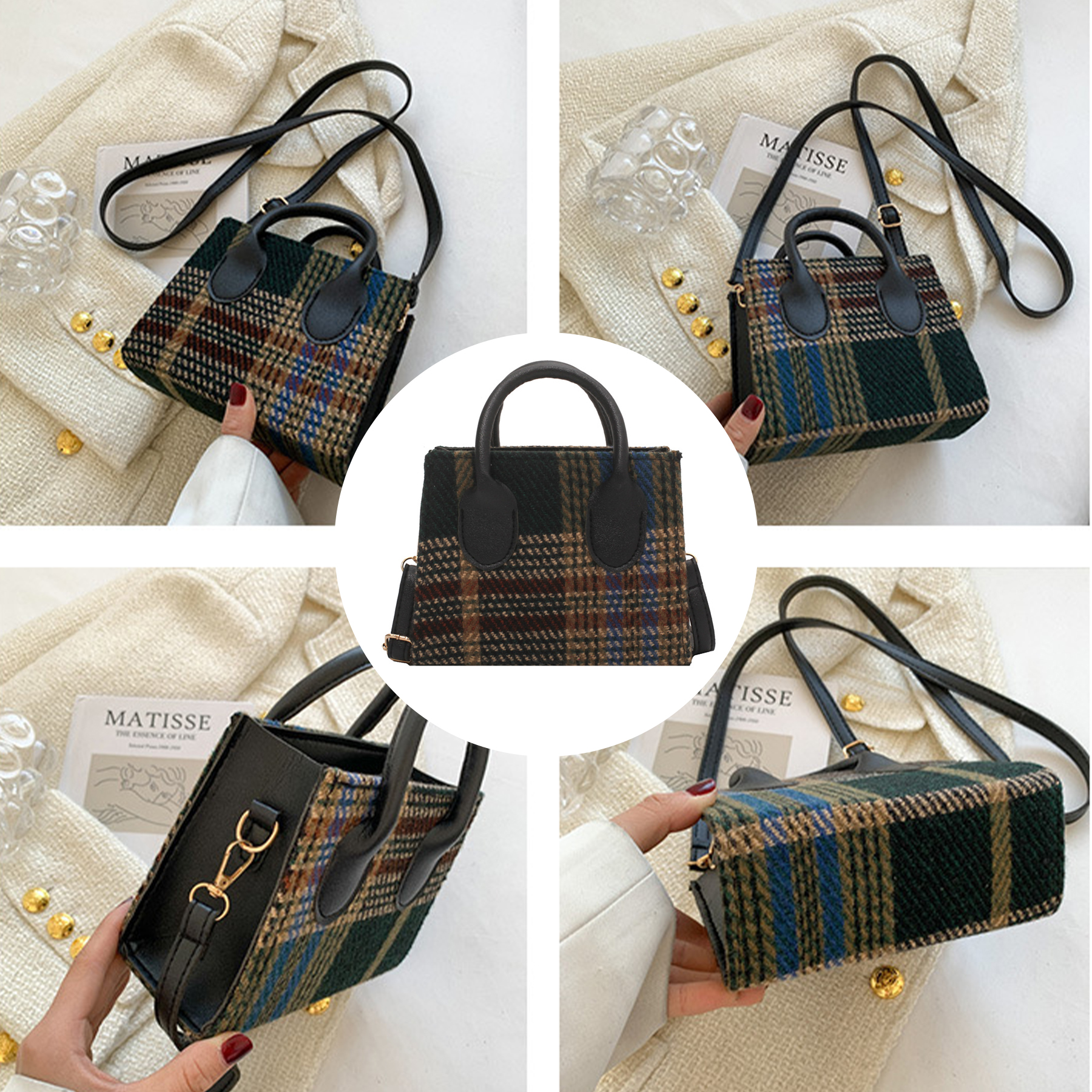 Canvas Small checkered cross-body bag 8