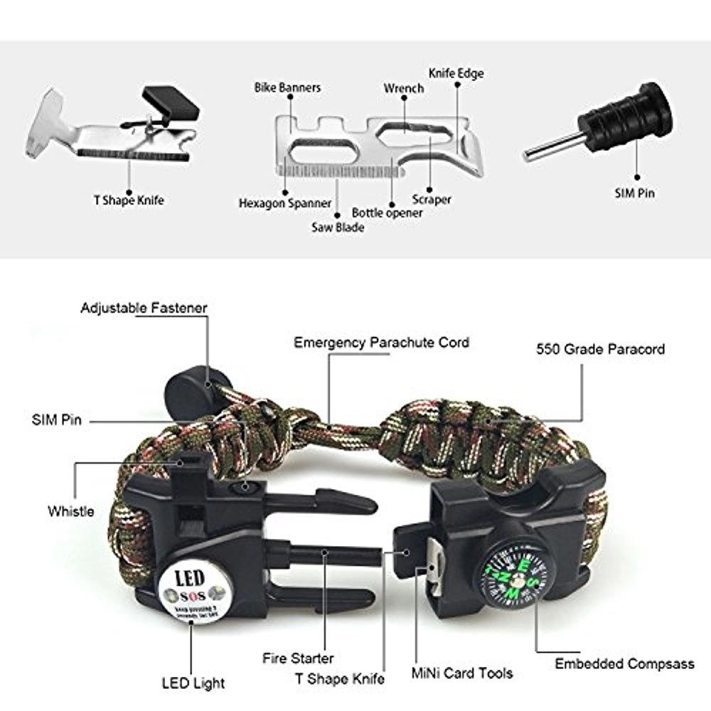 Paracord Survival Bracelet With SOS LED Flashlight 5