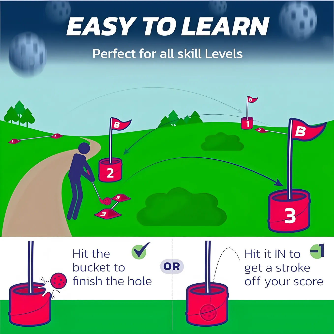 Wholesale Custom Golf Game Set Portable 3 Hole Backyard Golf for Family Parties 4