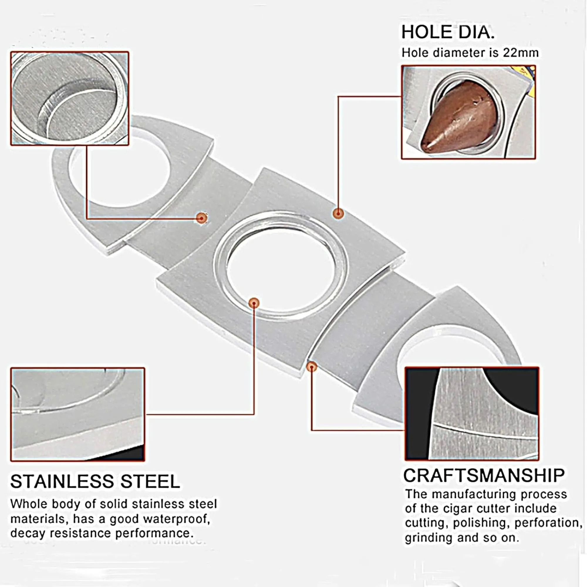 Stainless Steel Portable Cigar Cutter 2